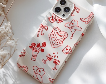 Amour Cowgirl Phone Case, Valentines, Western, Red, Love, Cute, Girly Trendy, iPhone 17 16 15 14 13 Pro Samsung Galaxy S25 S24 S23 S22 S21