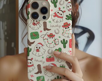 Christmas Spirit Phone Case, Cute Ghost Western Christmas, Winter Holiday iPhone 16 15 14 13 12 Pro Max Plus Samsung Galaxy S24 S23 S22 S21