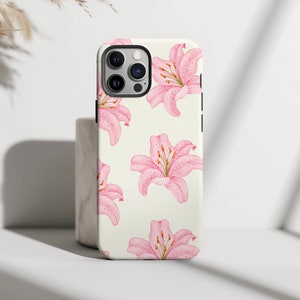 Pink Lily Phone Case, Floral Lilies Phone Cover, iPhone 15 14 13 ...