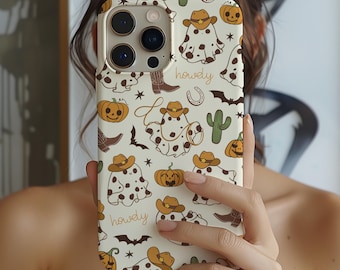 Western Ghost Phone Case, Cute Halloween, Cowboy Phone Cover, iPhone 16 15 14 13 12 11 Pro Max 8 Plus X, Samsung Galaxy S24 S23 S22 S21