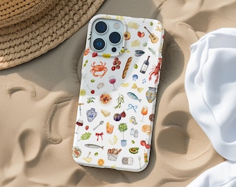 Funda para teléfono con comida mediterránea: Funda de verano para iPhone y Samsung
