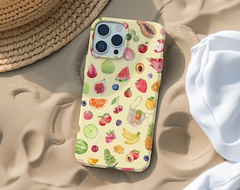 Watercolor Summer Fruit Phone Case: Impact Resistant, Glossy Finish