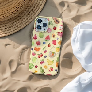 Watercolor Summer Fruit Phone Case: Impact Resistant, Glossy Finish