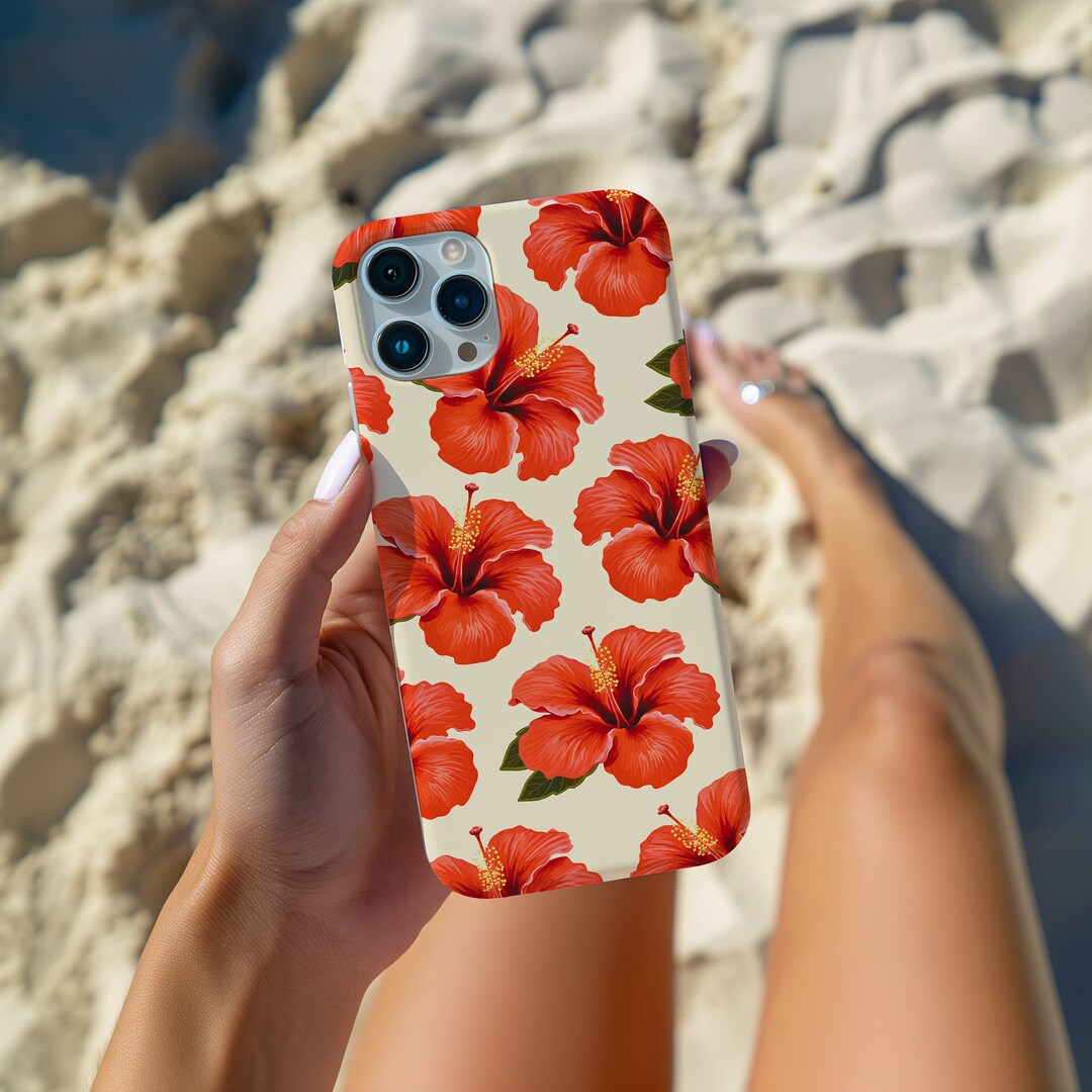 Hibiscus Phone Case, Island Summer Phone Cover, iPhone 15 14 13 12 11