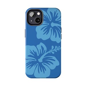 Blauwe hibiscus-telefoonhoes, preppy zomer-telefoonhoes, iPhone 17 16 15 14 13 12 11 Pro Max 8 Plus X, Samsung Galaxy S25 S24 S23 S22 S21 afbeelding 4