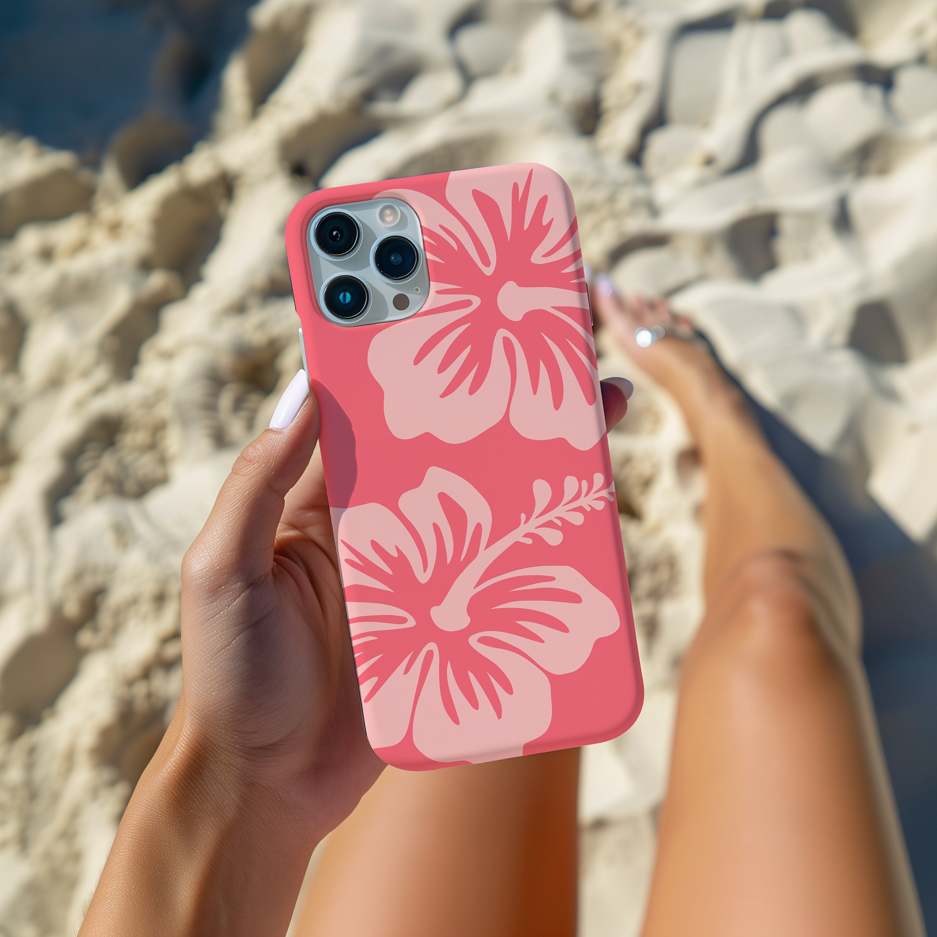 Pink Hibiscus Phone Case, Summer Phone Cover, iPhone 16 15