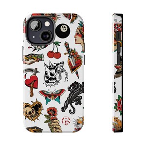 Traditional Tattoo Phone Case, Old School Vintage Collage Trendy iPhone 17 16 15 14 13 Pro Max Plus Samsung Galaxy S25 S24 S23 S22 S21 image 2
