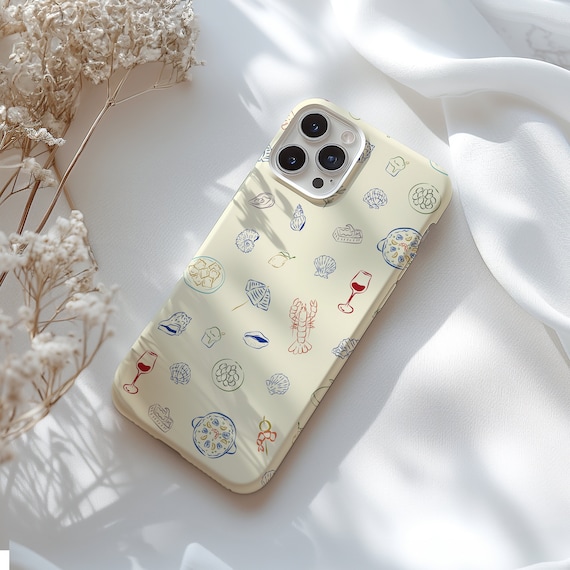 Mediterranean Food Phone Case: Coastal Illustration, Tough Protection