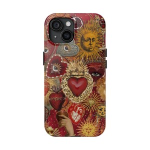 Vintage Sacred Heart Phone Case: Mosaic Sun Illustration image 5