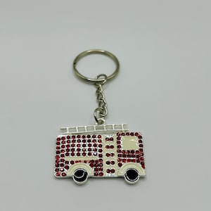Rhinestone Fire Truck Keychain