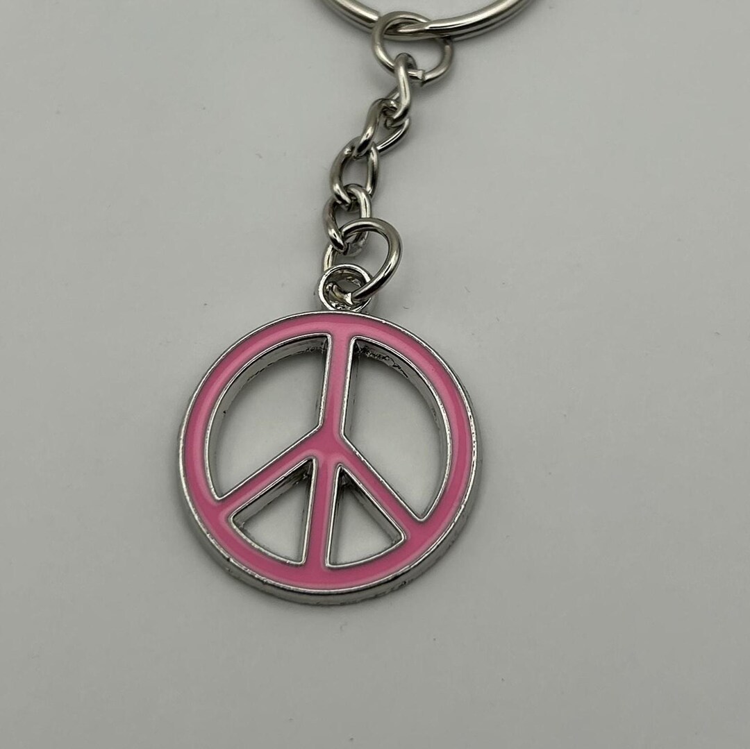 Pink Peace Sign Charm, Keychain - Etsy