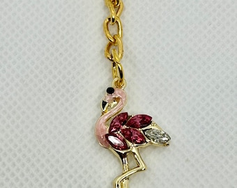 Elegant Rhinestone Flamingo Keychain