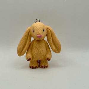 Peach Colored Rabbit Keychain, Bunny Charm