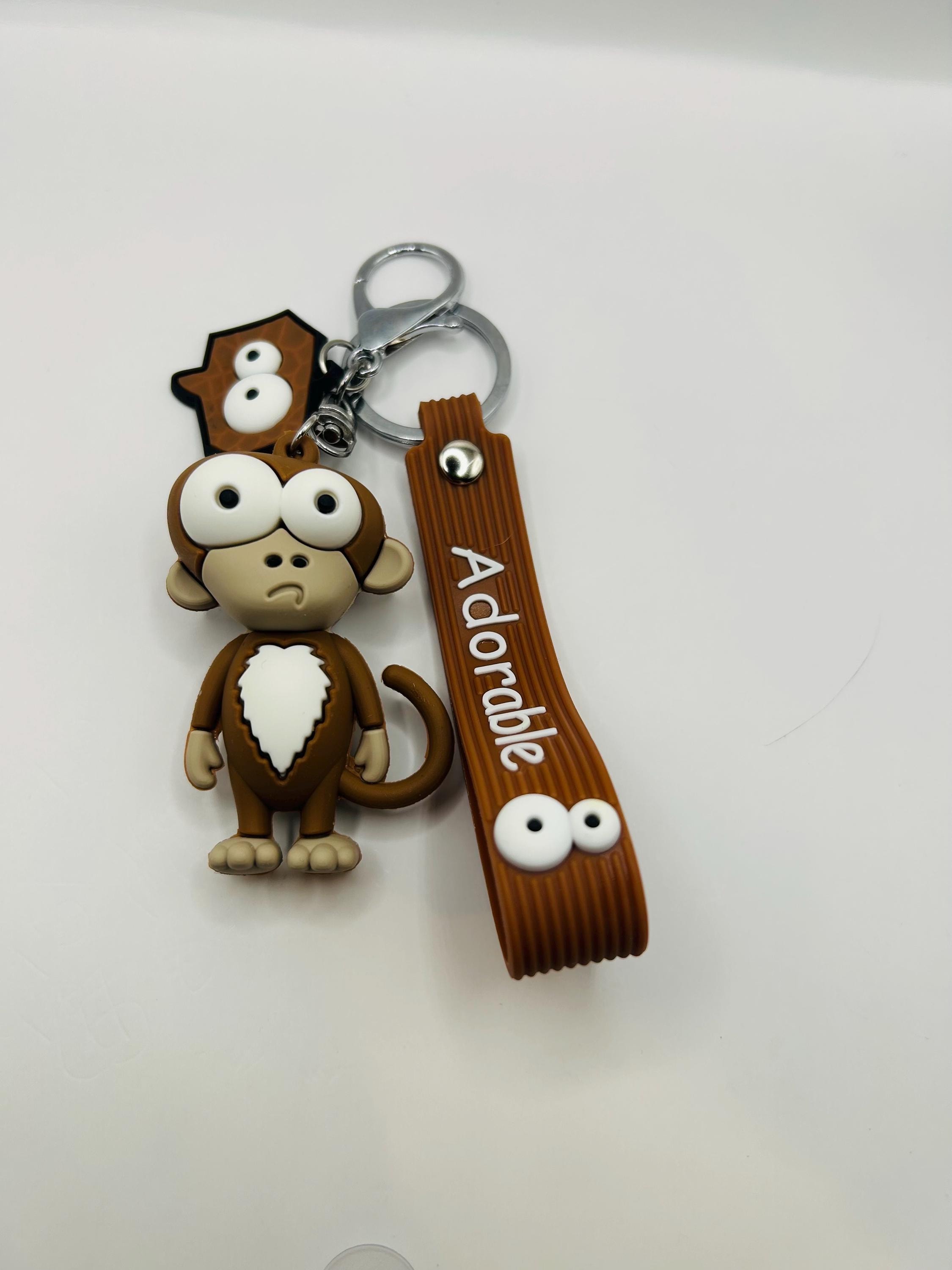 Adorable Silly Monkey Keychain With Wrist Strap - Etsy