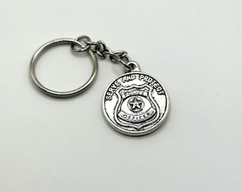 Police Officer Charm with Saint Michael Keychain