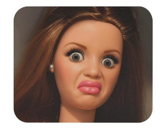 Funny Doll Face Mouse Pad- Unimpressed Vibes Desk Accessory