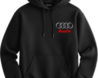 Sudadera con capucha y logotipo de Audi – Sudadera personalizada para amantes de los coches – Regalo de coche para hombre – Ropa de algodón premium para el sector automotriz