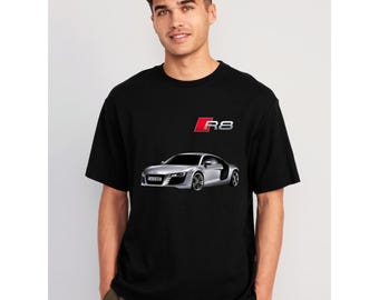 Camiseta gráfica unisex de alto rendimiento para entusiastas de los coches Audi, marca de motores de lujo, para fanáticos de los automóviles, ropa de calle, equipo de carreras y estilo de vida.
