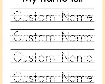Hoja de trabajo personalizada para trazar el nombre, práctica de escritura personalizada para niños, imprimible y editable, un regalo gratis, hoja de trabajo editable para trazar el alfabeto