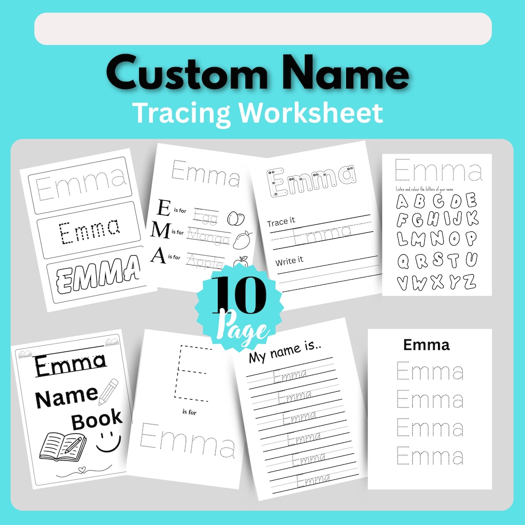 Custom Name Tracing Worksheet Printable Personalized Kids Handwriting ...