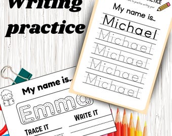 Hoja de trabajo de seguimiento de nombres personalizados: práctica de escritura de letras para preescolares y actividad imprimible de aprendizaje del alfabeto, ¡hazlo tú mismo divertido y atractivo para niños!