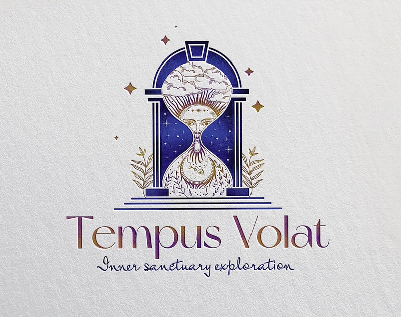 TEMPUS VOLAT 45 Eclectic Logo Design sacred, magical, coaching, spiritual, hourglass, celestial, boutique, hypnotherapy, time logo image 5