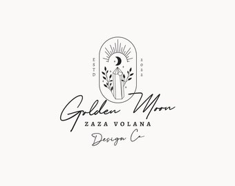 GOLDEN MOON  | 60 |  Eclectic Logo Design (Celestial, tarot, moon, crystals, signature, sacred, mystic, occult, minimal, modern logo)