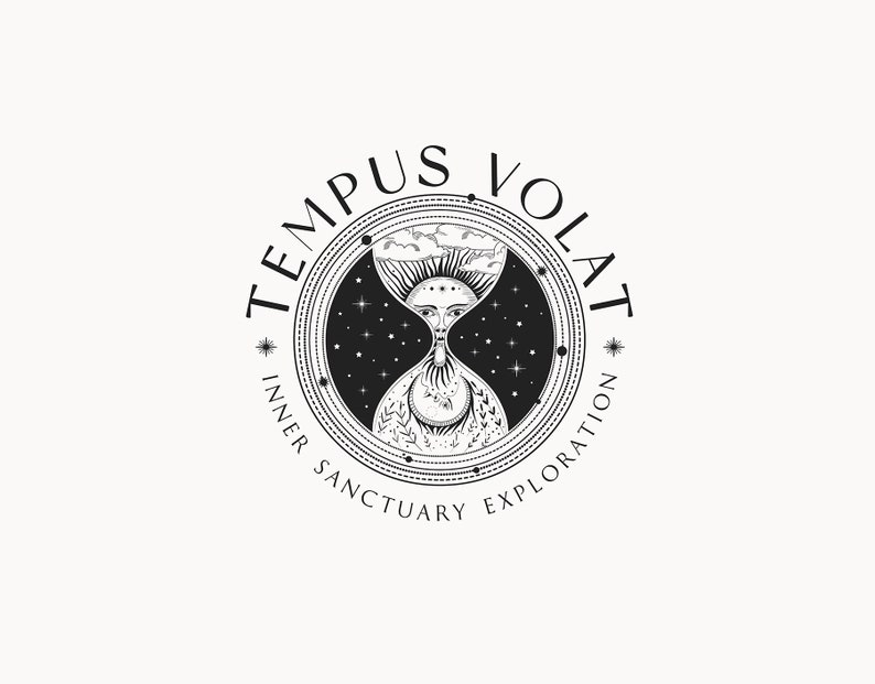 TEMPUS VOLAT 45 Eclectic Logo Design sacred, magical, coaching, spiritual, hourglass, celestial, boutique, hypnotherapy, time logo image 2