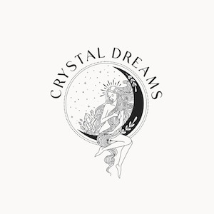 CRYSTAL DREAMS | 54 | Eklektyczny projekt logo (święte, magiczne, niebiańskie, duchowe, kryształowe, bogini, bóstwo, księżyc, złoto, logo kobiece)