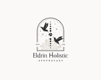 ELDRIN HOLISTIC  | 52 |  Eclectic Logo Design (Holistic, apothecary, colibri, bird, chakras, flower, triskelion, sacred, coaching logo)