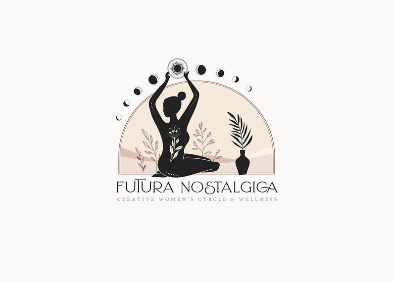 FUTURA NOSTALGICA 19 Modern Minimal Logo Design stylish, eclectic, mystic, sacred, yoga, crescent, wellness, maternity, modern logo image 4