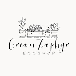 GREEN ZEPHYR / 37 / Design del logo eclettico (botanico, natura, folklore, ceramica, interni, ecologico, piante, cactus, secchio, terrario)