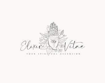 ELIXIR VITAE | 32 |  Eclectic Logo Design (elixir, apothecary, Hindu, alchemy, coaching, spiritual, minimal, herbs, crystals, minerals logo)