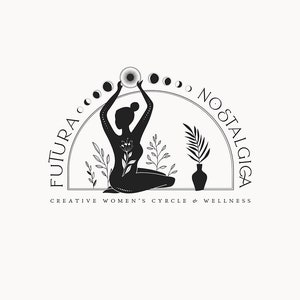 FUTURA NOSTALGICA 19 Modern Minimal Logo Design stylish, eclectic, mystic, sacred, yoga, crescent, wellness, maternity, modern logo image 1