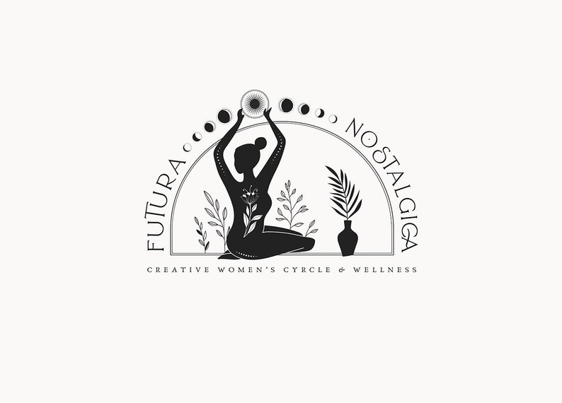 FUTURA NOSTALGICA 19 Modern Minimal Logo Design stylish, eclectic, mystic, sacred, yoga, crescent, wellness, maternity, modern logo image 1