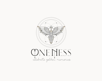 ONENESS | 40 |  Eclectic Logo Design (spiritual, bird, flower of life, gold, sacred geometry, mystic, eagle, phoenix, divination, psychic)