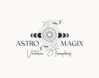 ASTRO MAGIX  | 58 |  Eclectic Logo Design (Celestial, tarot, moon phases, hands, astrology, readings, astral, sacred, mystic, occult logo)