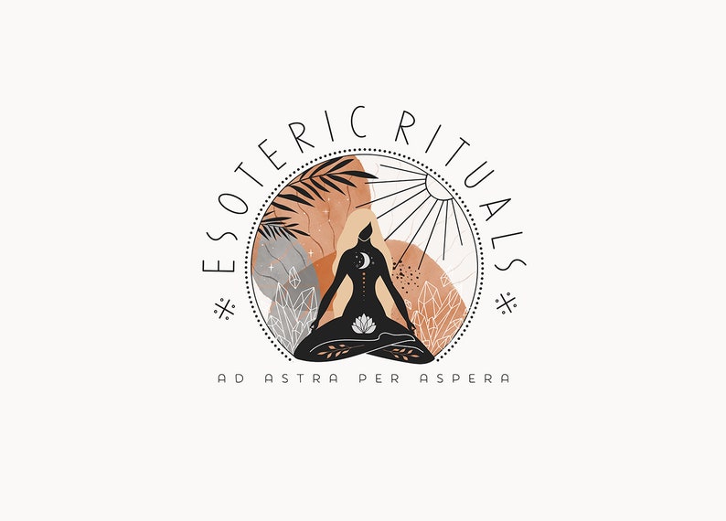 ESOTERIC RITUALS 21 Modern Minimal Logo Design eclectic, mystic, sacred, yoga, esoteric, lotus, reiki, healing, crystals, asana logo image 3