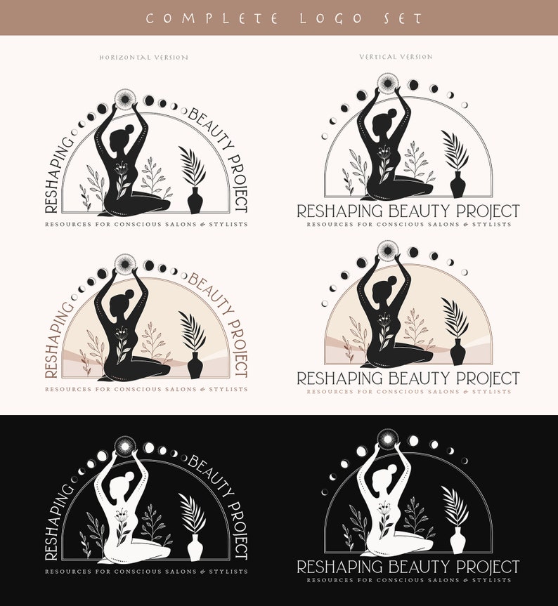 FUTURA NOSTALGICA 19 Modern Minimal Logo Design stylish, eclectic, mystic, sacred, yoga, crescent, wellness, maternity, modern logo image 5