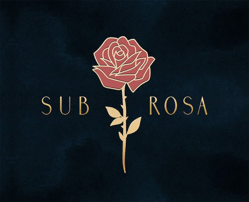 Pre Designed LOGO and Watermark Sub Rosa gold rose logo image 1.