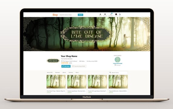 Custom Website Etsy Header Plus Matching Profile Image Etsy