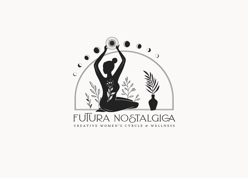 FUTURA NOSTALGICA 19 Modern Minimal Logo Design stylish, eclectic, mystic, sacred, yoga, crescent, wellness, maternity, modern logo image 3