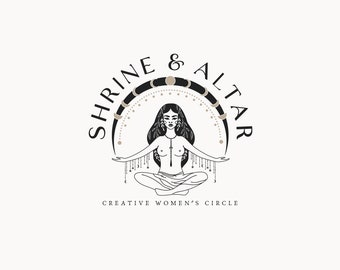 SHRINE & ALTAR | 50 |  Eclectic Logo Design (sacred, magical, coaching, spiritual, yoga, meditation, feminine, goddess, crecent moon logo)