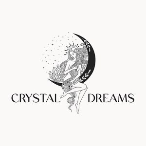 CRYSTAL DREAMS | 54 | Eklektyczny projekt logo (święte, magiczne, niebiańskie, duchowe, kryształowe, bogini, bóstwo, księżyc, złoto, logo kobiece)
