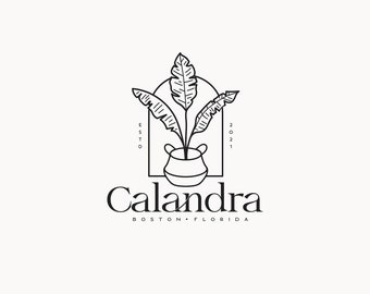 CALANDRA  | 36 |  Eclectic Logo Design (boho, plant, pottery, leaves, green, botanical, interior, interiorscape, garden, herbs logo  )