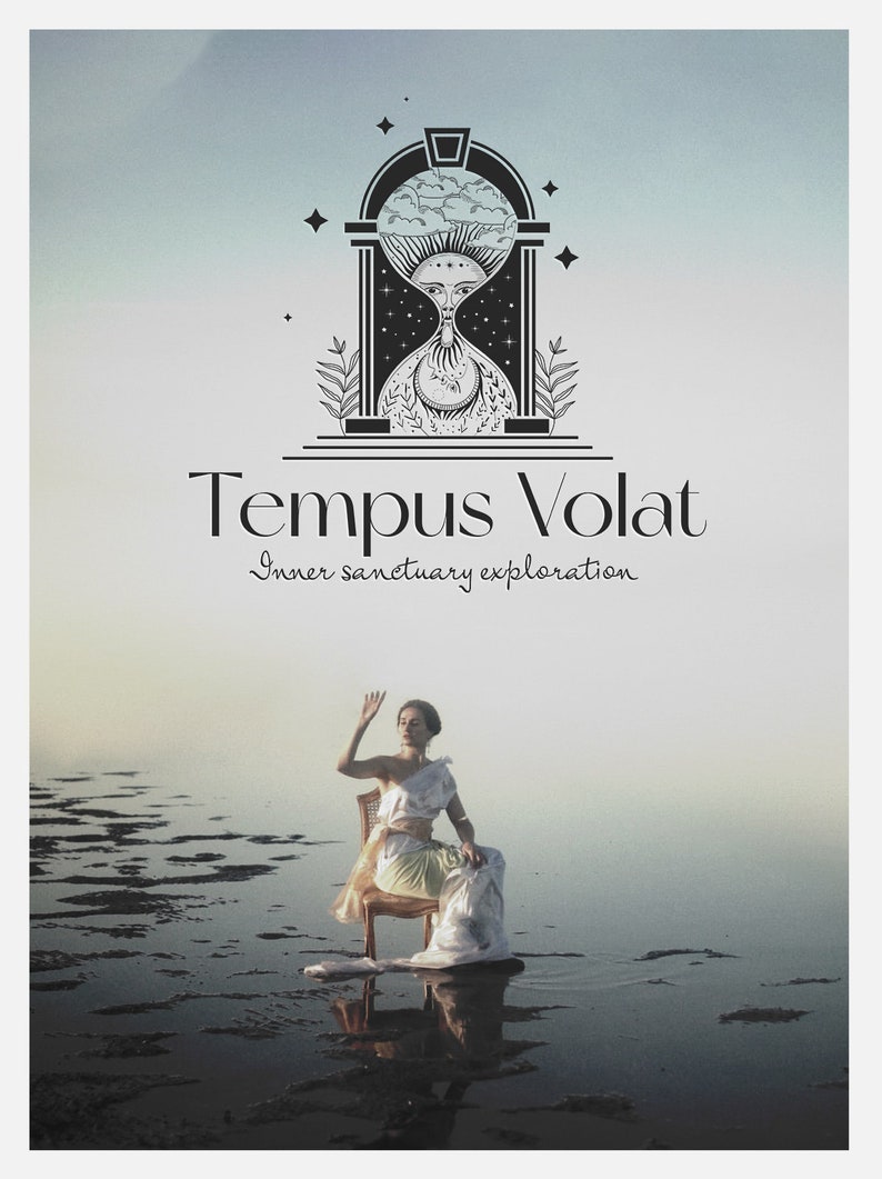 TEMPUS VOLAT 45 Eclectic Logo Design sacred, magical, coaching, spiritual, hourglass, celestial, boutique, hypnotherapy, time logo image 4