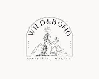 WILD & BOHO | 34 |  Eclectic Minimal Logo Design (goddess, moon, sacred, bohemian, magical, feminine, accessories, nature, wild, stars)