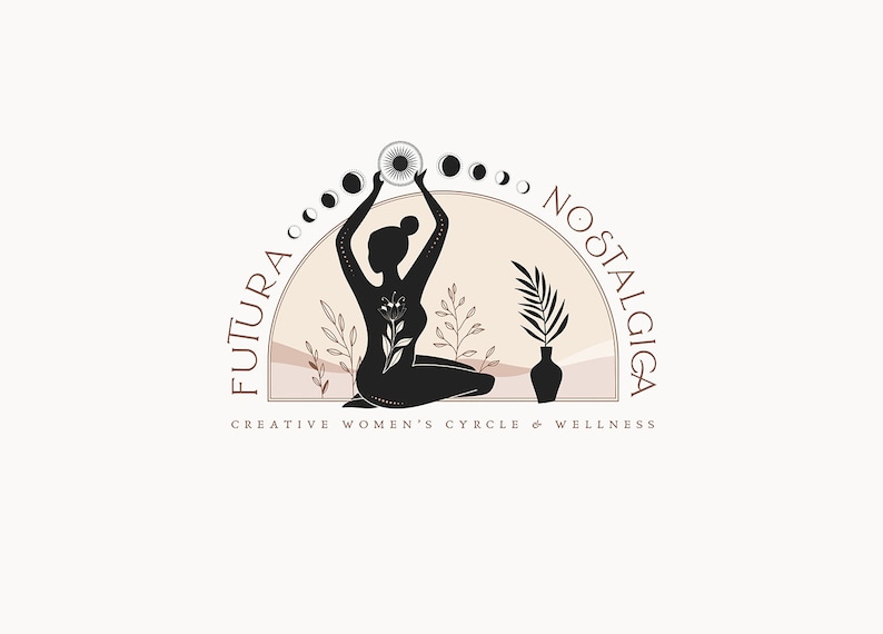 FUTURA NOSTALGICA 19 Modern Minimal Logo Design stylish, eclectic, mystic, sacred, yoga, crescent, wellness, maternity, modern logo image 2