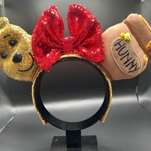 Winnie the Pooh inspired mouse ears. Pooh Bear and hunny pot ear headband. image 1