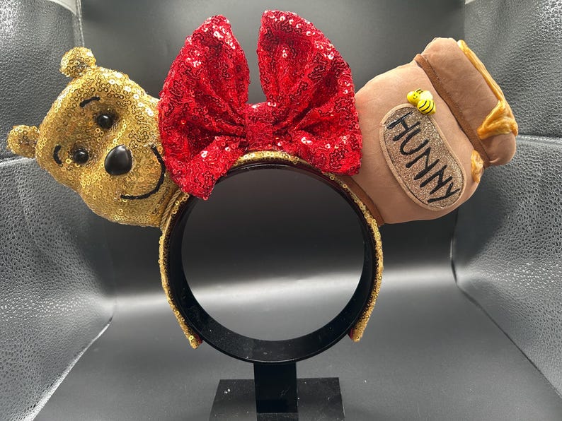 Winnie the Pooh inspired mouse ears. Pooh Bear and hunny pot ear headband. image 1